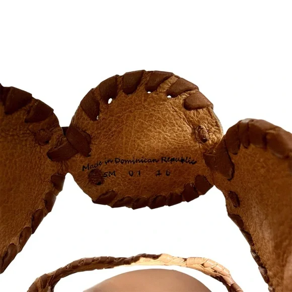 Jack Rogers Leigh Cognac Brown Leather Cork Wedge Sandals Women’s size 5 - Picture 10 of 11